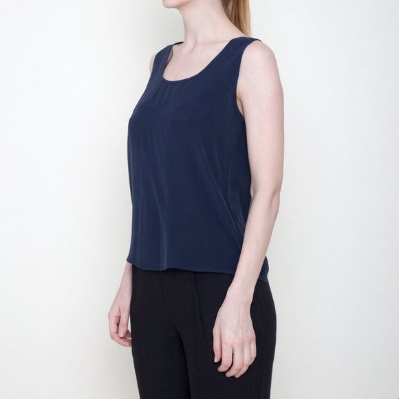 7115 by Szeki Signature Sandwashed Silk Tank in Navy - Picture 5 of 12
